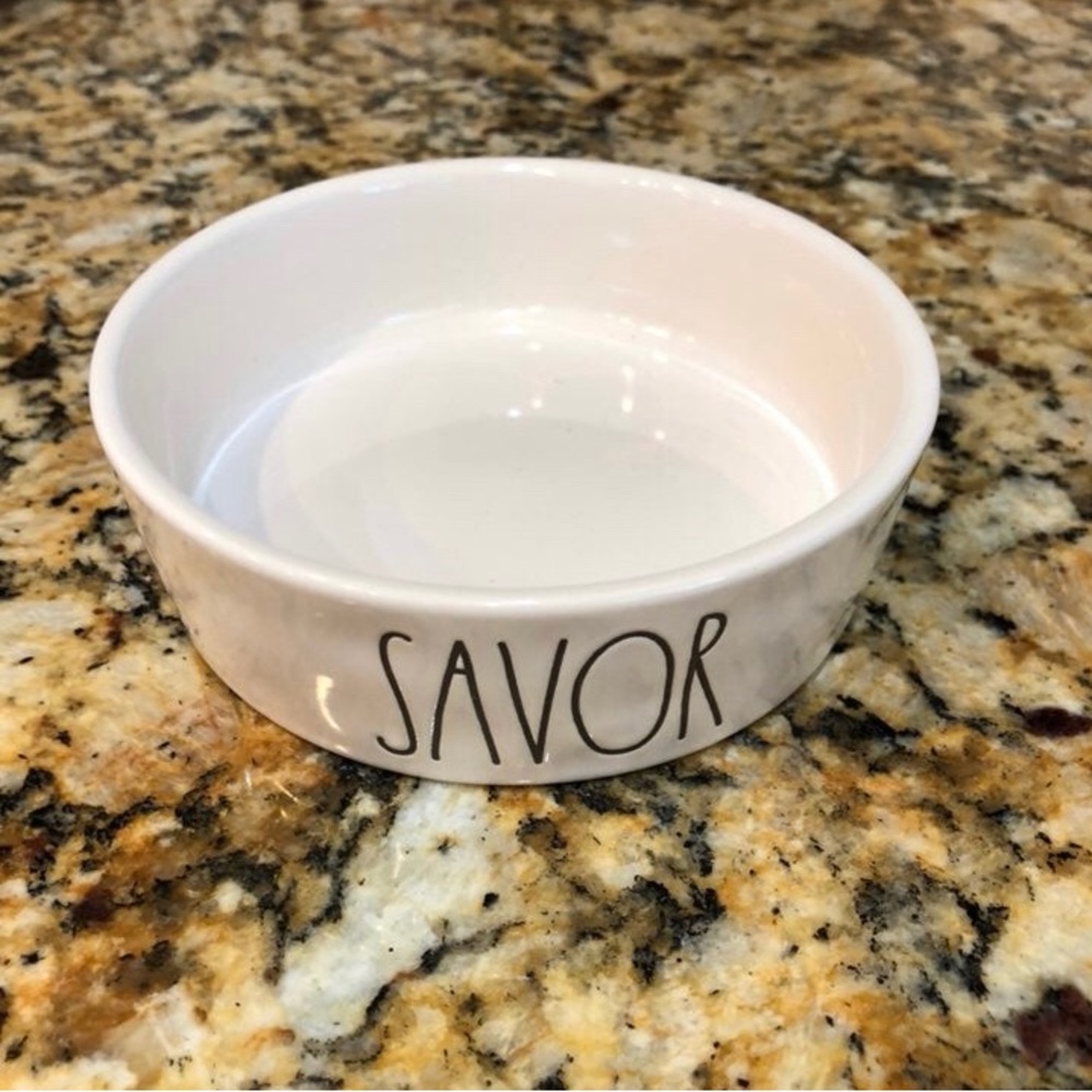 NWOT Rae Dunn “Savor” small dog or Cat Bowl